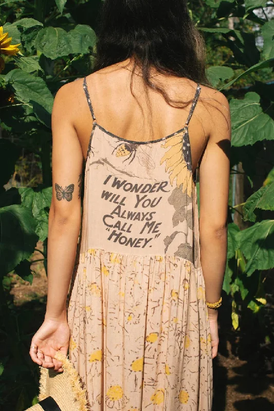 Milk & Honey Bohéme Slip Dress with Bees and Sunflowers