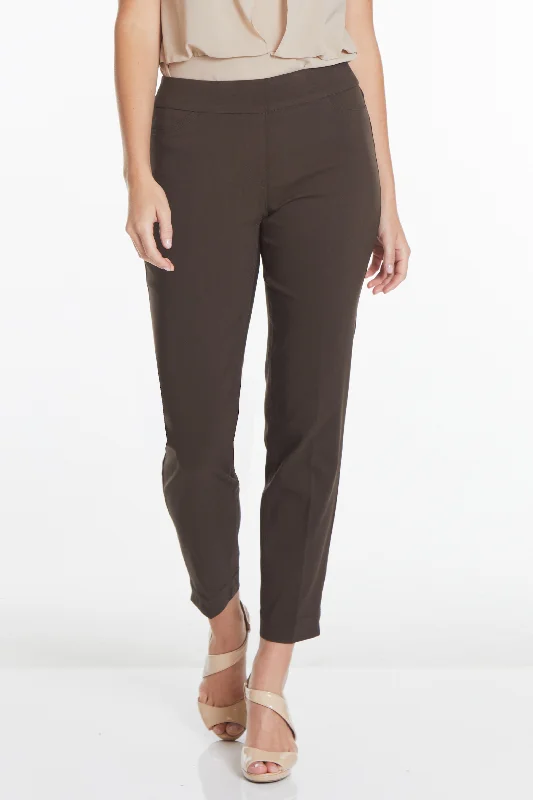 Pull-On Chocolate Brown Ankle Pants