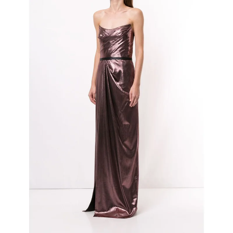 Strapless Metallic Lame Gown