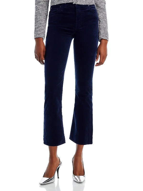 Womens High Rise Velvet Cropped Jeans