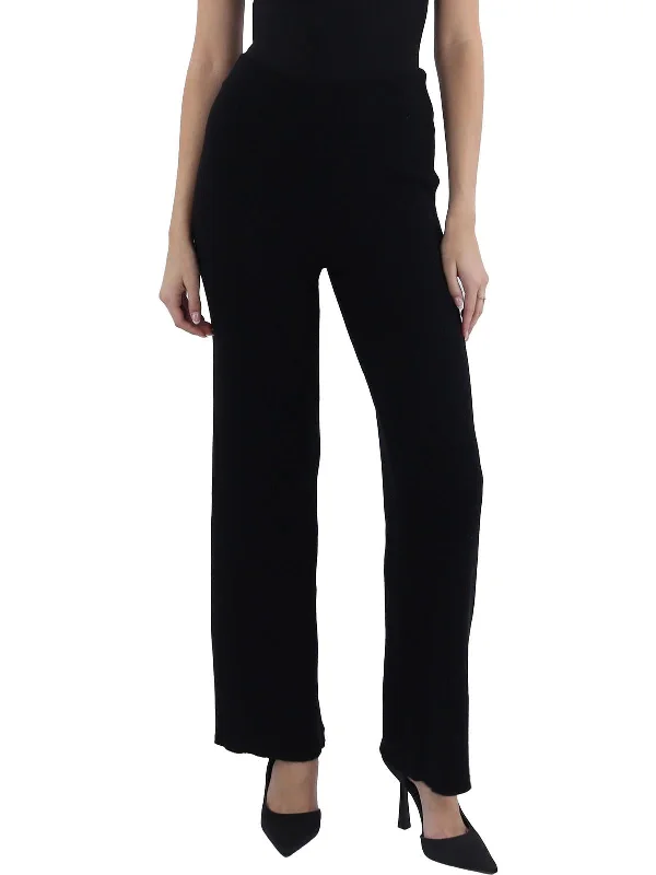 Womens Knit Ribbed Wide Leg Pants