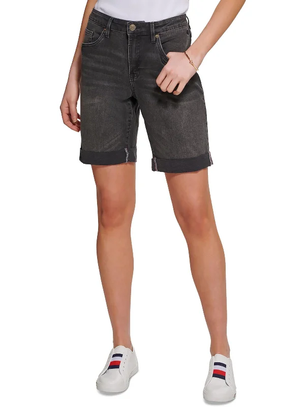 Womens Mid Rise Short Denim Shorts