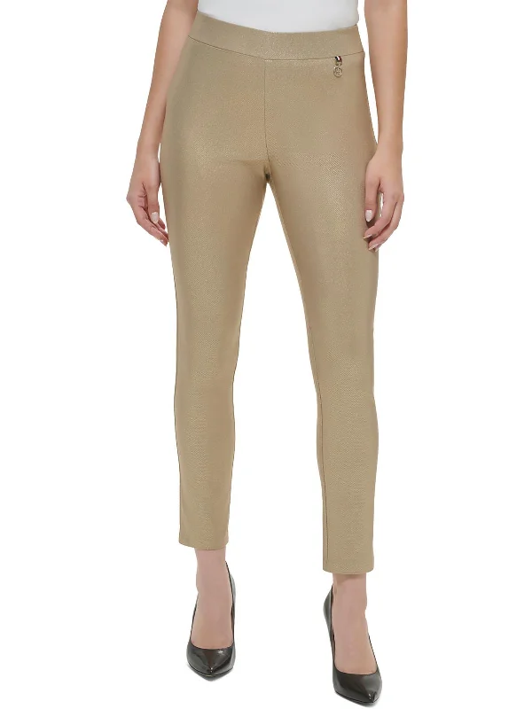 Womens Mid Rise Tapered Leg Straight Leg Pants