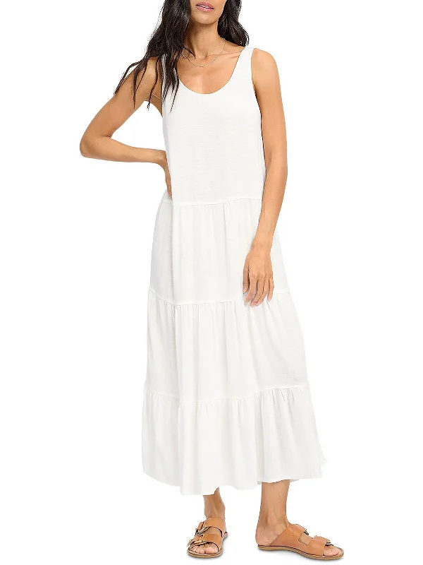 Womens Tiered Calf Midi Dress