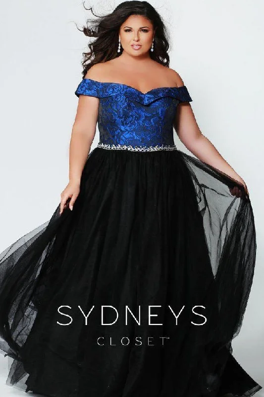 Sydneys Closet Long Off The Shoulder Tulle Skirt Plus Size Formal Prom Dress